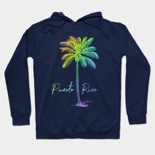 Puerto Rico Rainbow Palm Tree Souvenir Hoodie